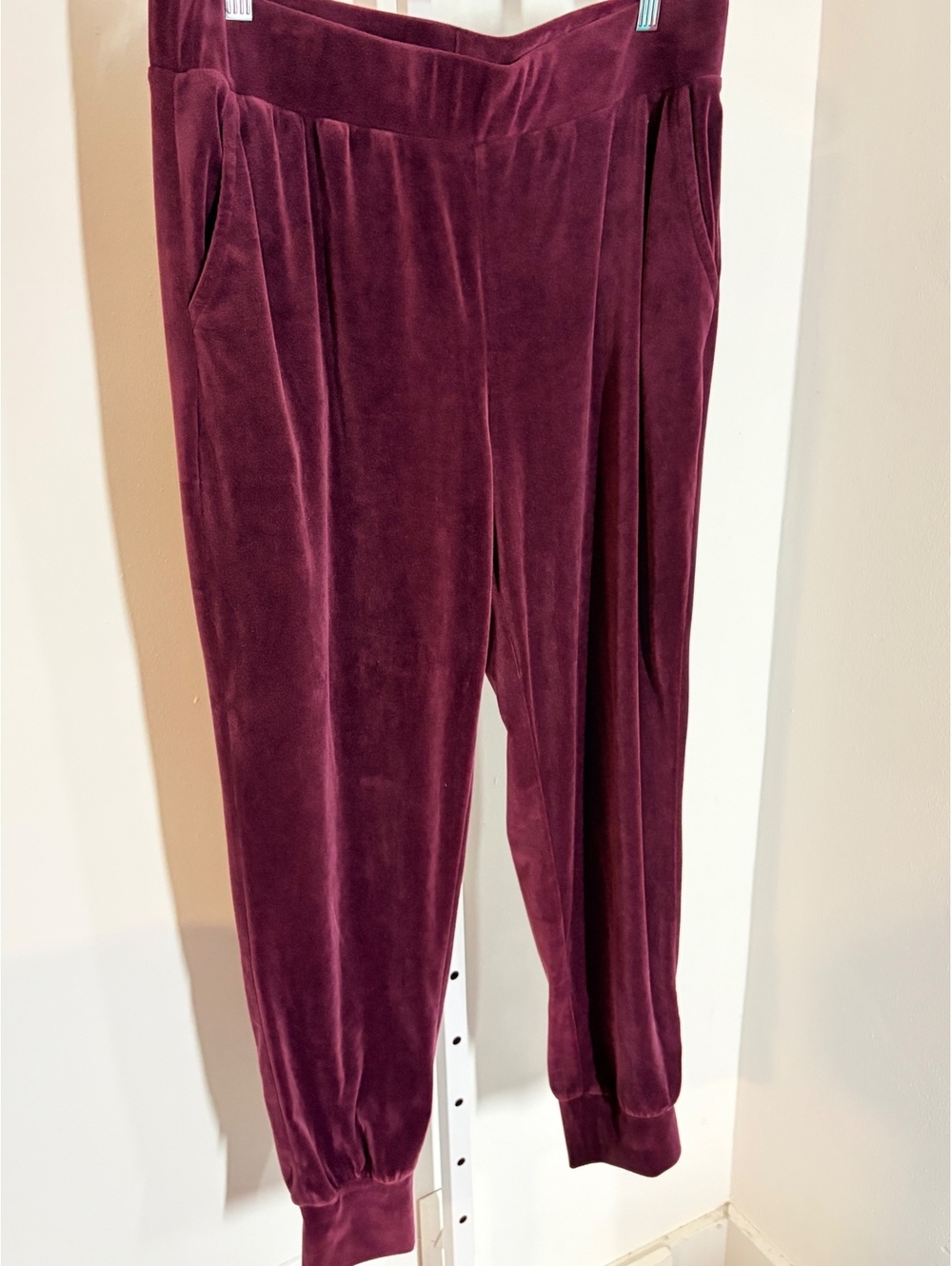 Cable & Gauge Studio size L Women's Burgundy Velvet Jogger Pants Size Large